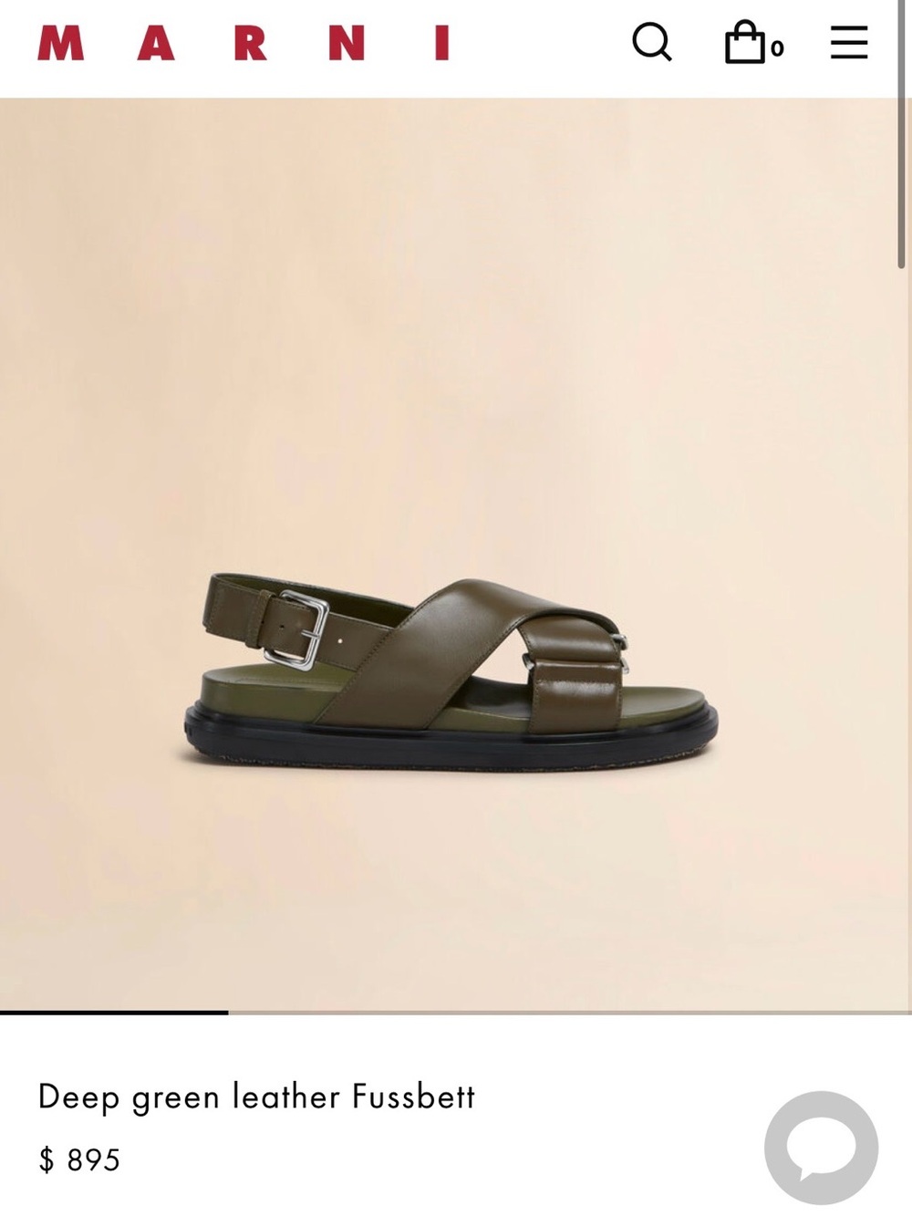Marni Olive Green Leather Cross-Strap Fussbett Sandals